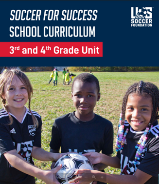 Soccer for Success School Sample Curriculum cover with three kids smiling and holding a soccer ball